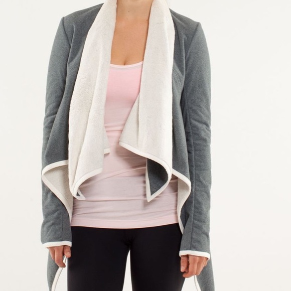 Lululemon Presence Of Mind Fleece Jacket in Polar Cream / Gray - Picture 2 of 12